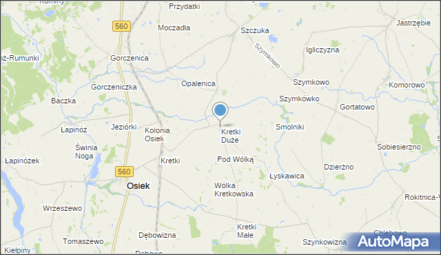 mapa Kretki Duże, Kretki Duże na mapie Targeo